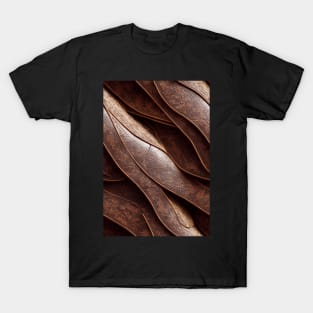 Dark Brown Ornamental Leather Stripes, natural and ecological leather print #46 T-Shirt